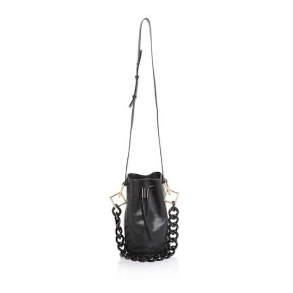 Tara Zadeh Women's Black Leather Bucket Bag Leather Adjustable Strap Bucket Bag